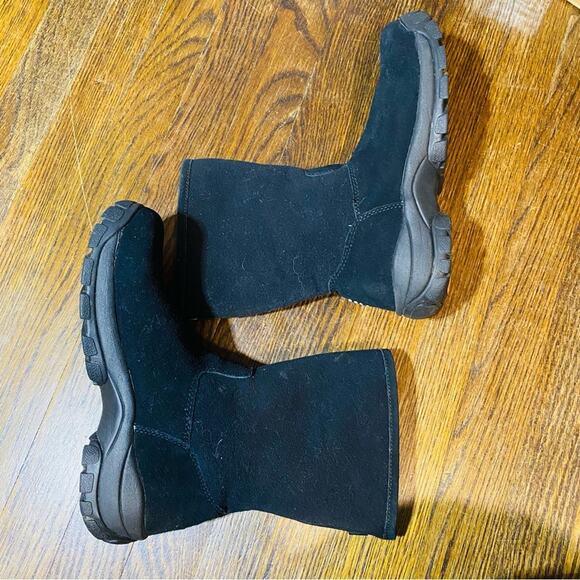 Lands’ End Black Suede & Fleece Winter Boots Women’s 8B Lug Soles Zippered Back - Picture 5 of 11